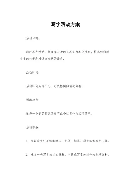 写字活动方案