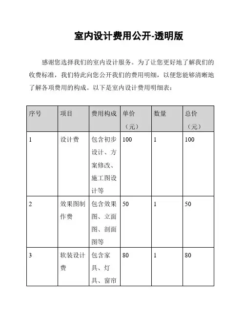 室内设计费用公开-透明版