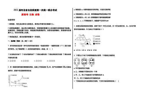 河北省名校联盟2021届高三第一次统一联合考试新高考生物试卷答案