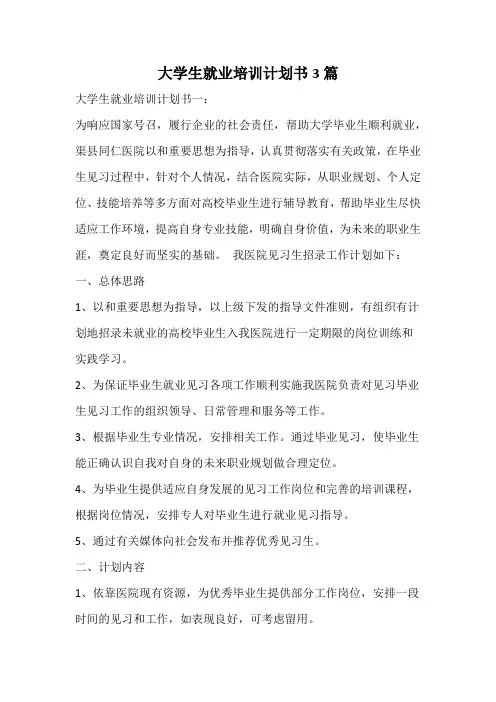 大学生就业培训计划书