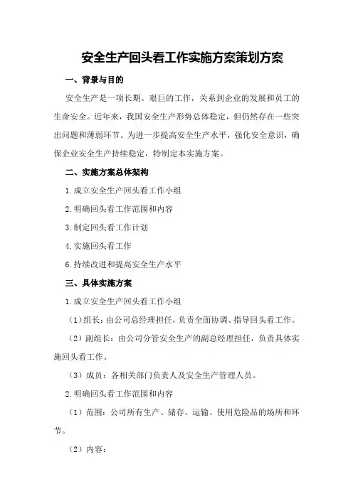 安全生产回头看工作实施方案策划方案