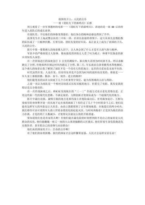 观《霓虹灯下的新哨兵》后感祖国的卫士