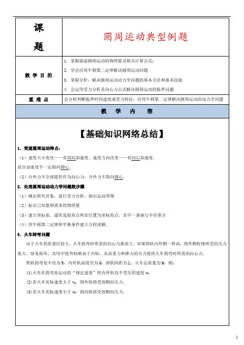 高一物理圆周运动经典例题