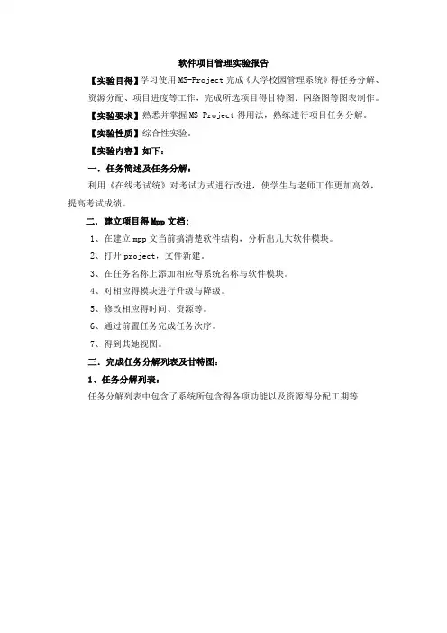 项目管理实验报告