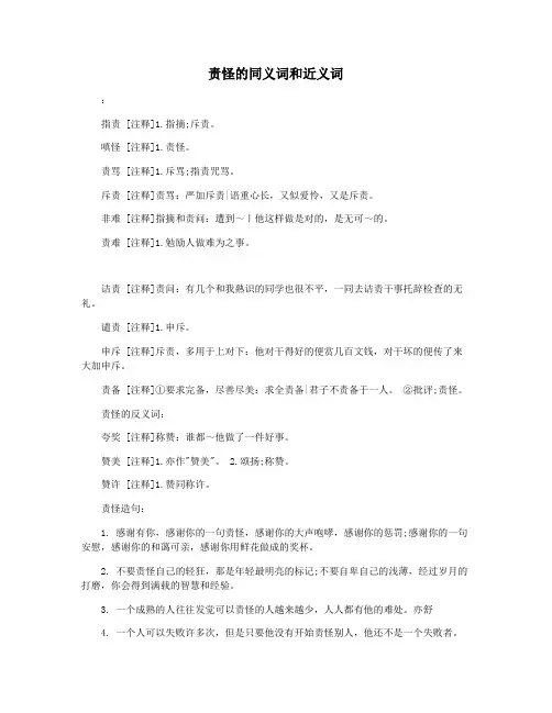 责怪的同义词和近义词
