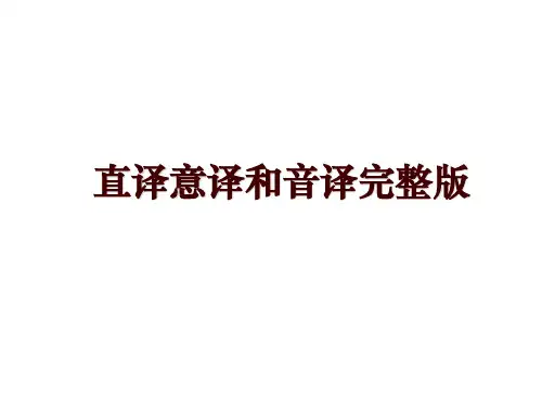 直译意译和音译完整版