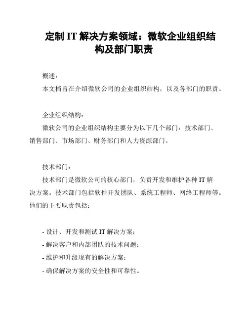 定制IT解决方案领域：微软企业组织结构及部门职责