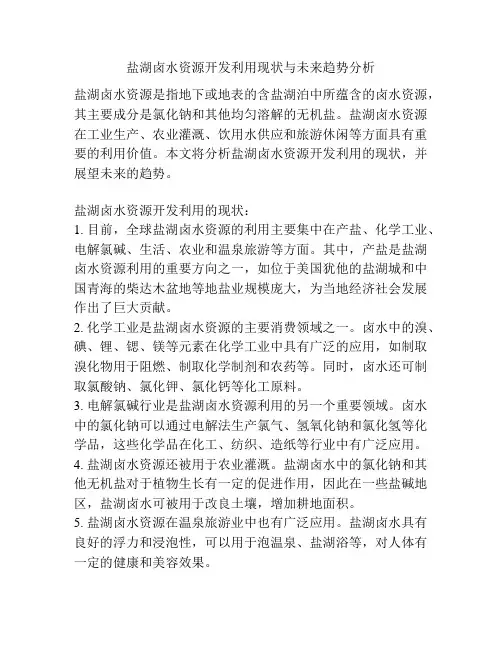 盐湖卤水资源开发利用现状与未来趋势分析