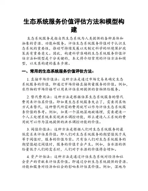 生态系统服务价值评估方法和模型构建