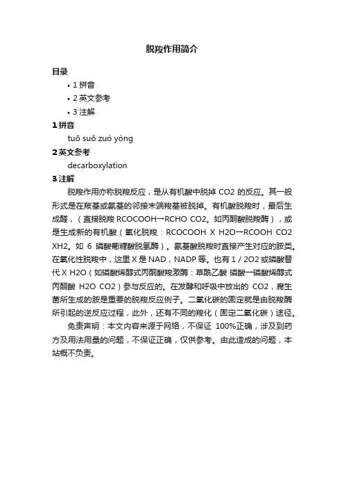 脱羧作用简介