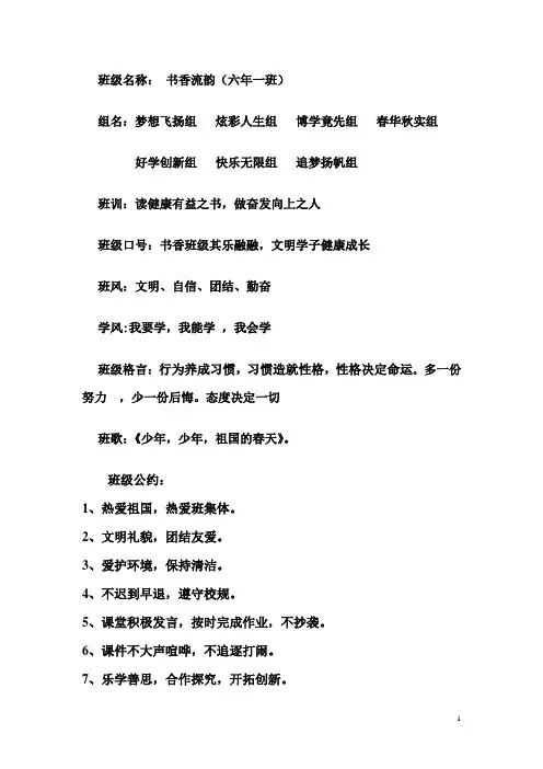 六(1)班小组文化