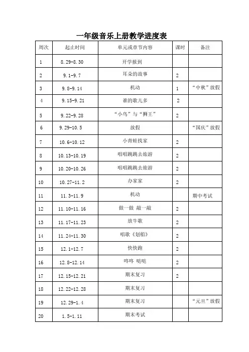 一年级音乐全册教材分析