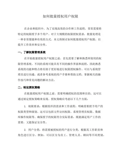 如何批量授权用户权限(十)