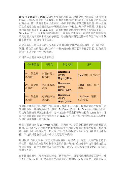 胶体金的制备