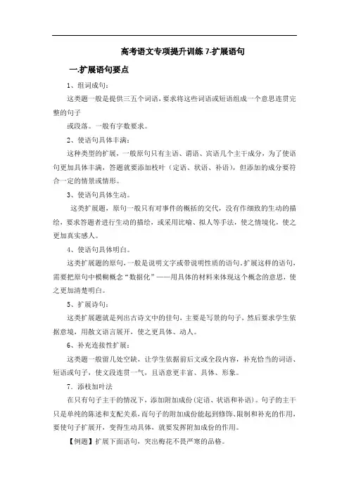 高考语文专项提升训练7-扩展语句