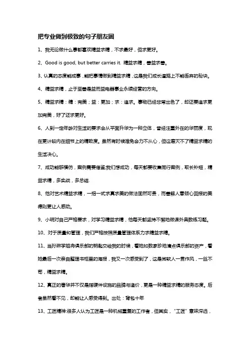 把专业做到极致的句子朋友圈