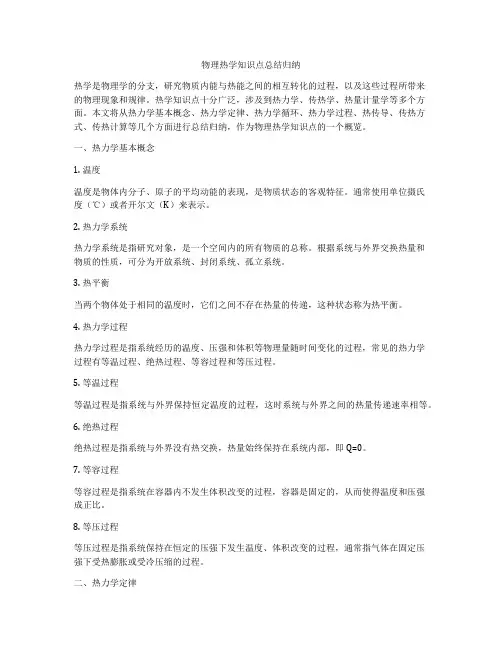 物理热学知识点总结归纳