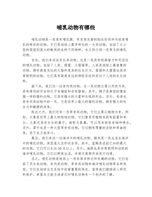 哺乳动物有哪些