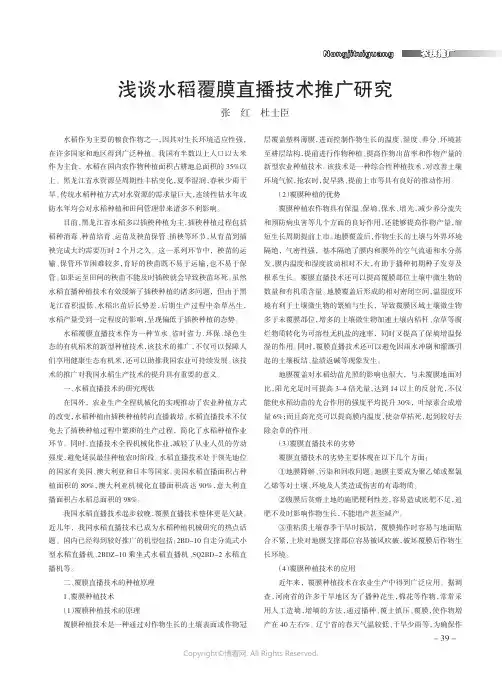浅谈水稻覆膜直播技术推广研究