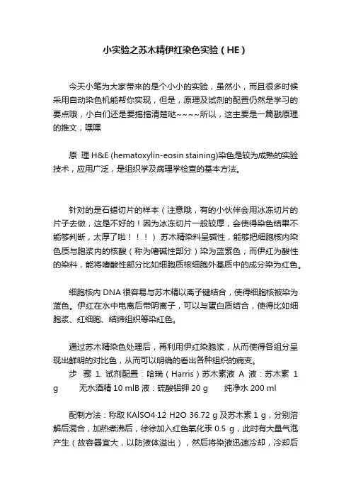 小实验之苏木精伊红染色实验（HE）