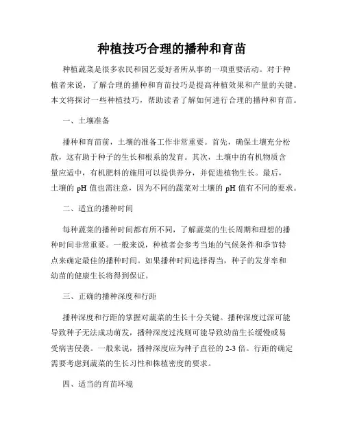 种植技巧合理的播种和育苗