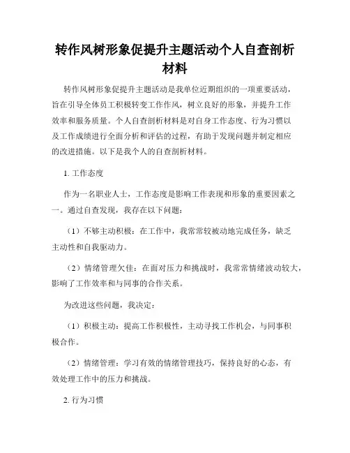 转作风树形象促提升主题活动个人自查剖析材料