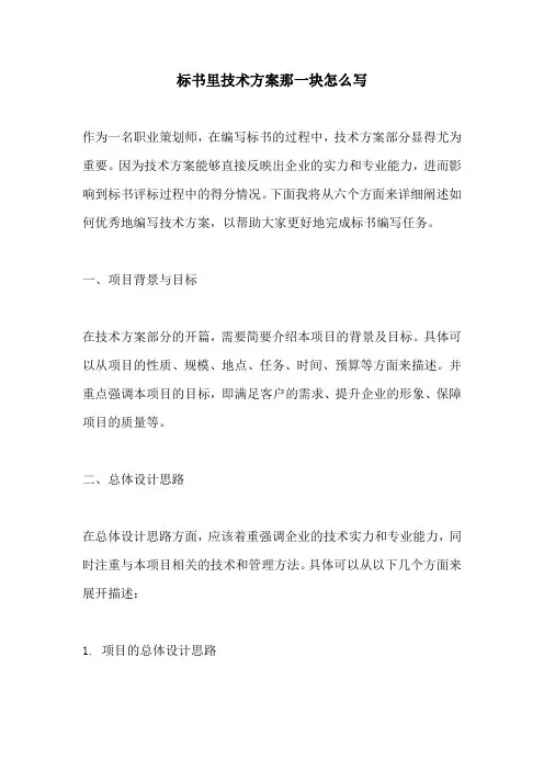 标书里技术方案那一块怎么写