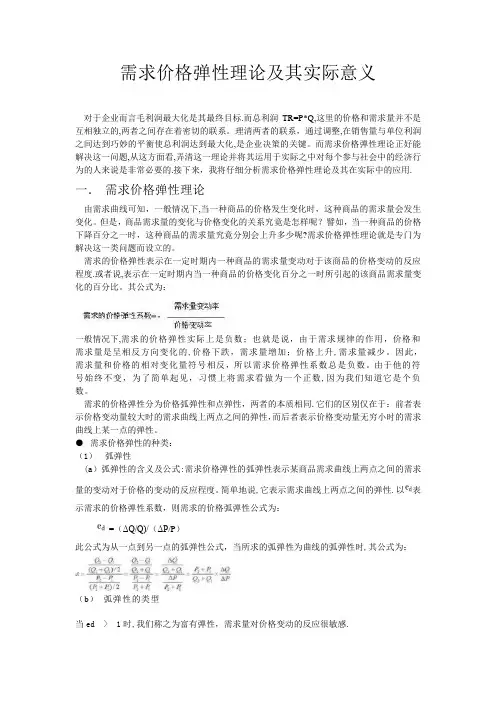 需求价格弹性及其实际意义
