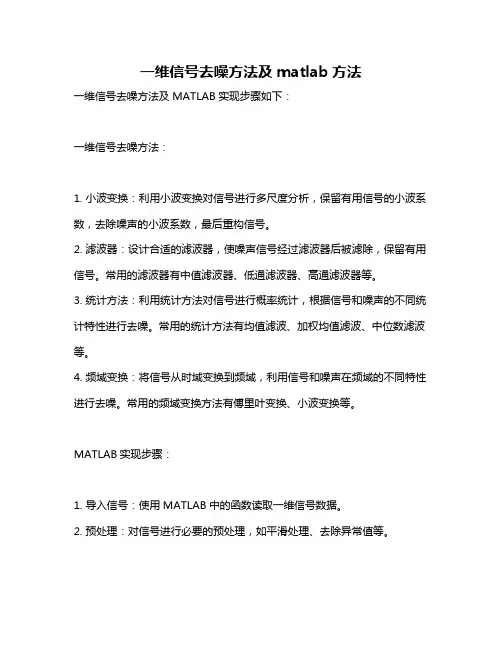 一维信号去噪方法及matlab方法