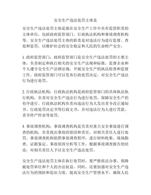 安全生产违法处罚主体是