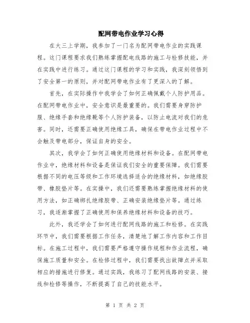 配网带电作业学习心得