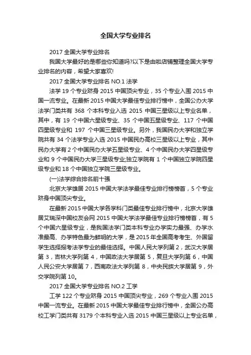全国大学专业排名