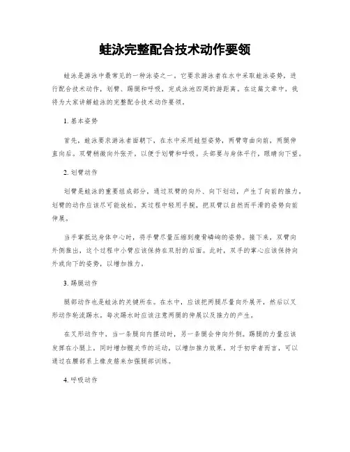 蛙泳完整配合技术动作要领