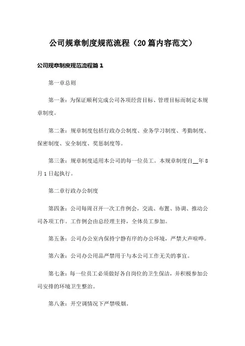 公司规章制度规范流程(20篇内容范文)