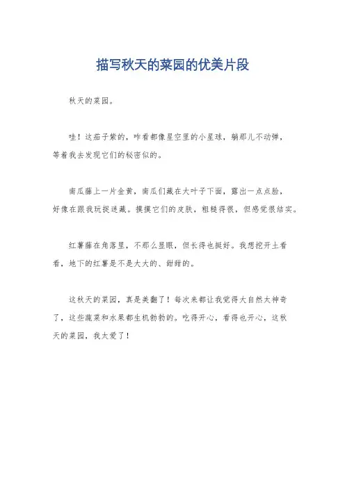 描写秋天的菜园的优美片段