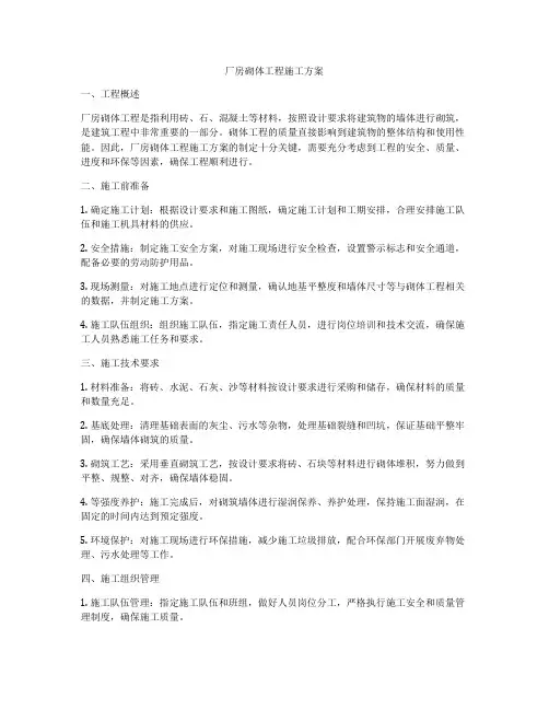 厂房砌体工程施工方案