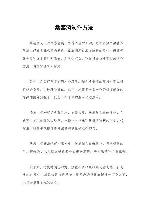 桑葚酒制作方法