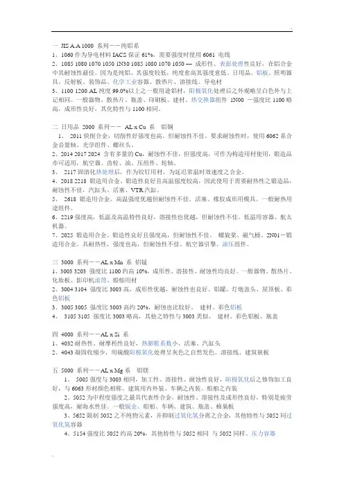 铝合金的系列和机械性能