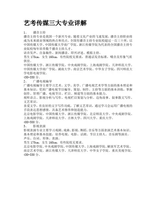 艺考传媒三大专业详解
