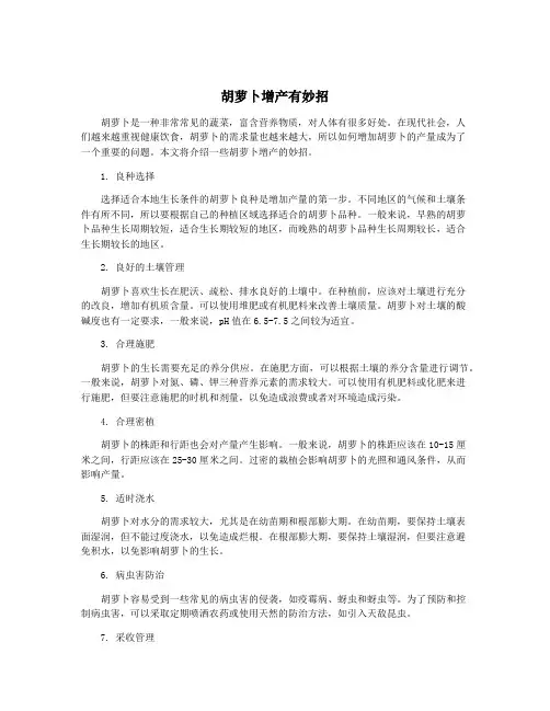 胡萝卜增产有妙招
