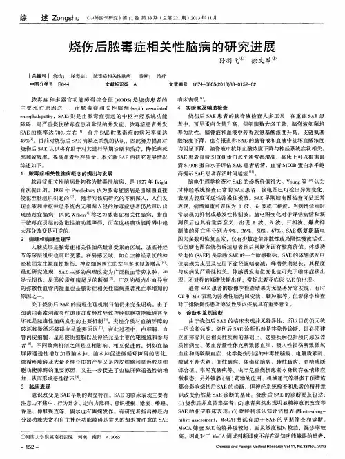 烧伤后脓毒症相关性脑病的研究进展