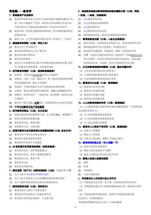 教师招聘考试教育学简答题背诵资料