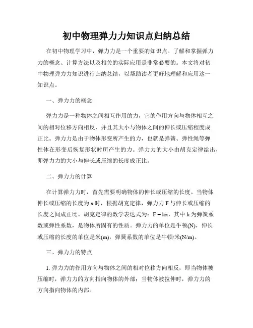 初中物理弹力力知识点归纳总结