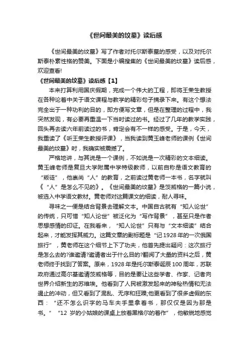 《世间最美的坟墓》读后感