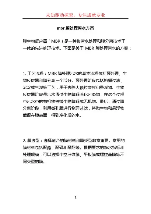 mbr膜处理污水方案