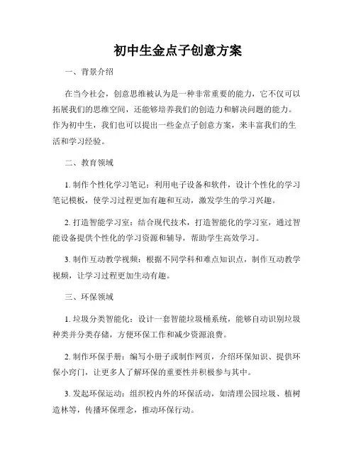 初中生金点子创意方案