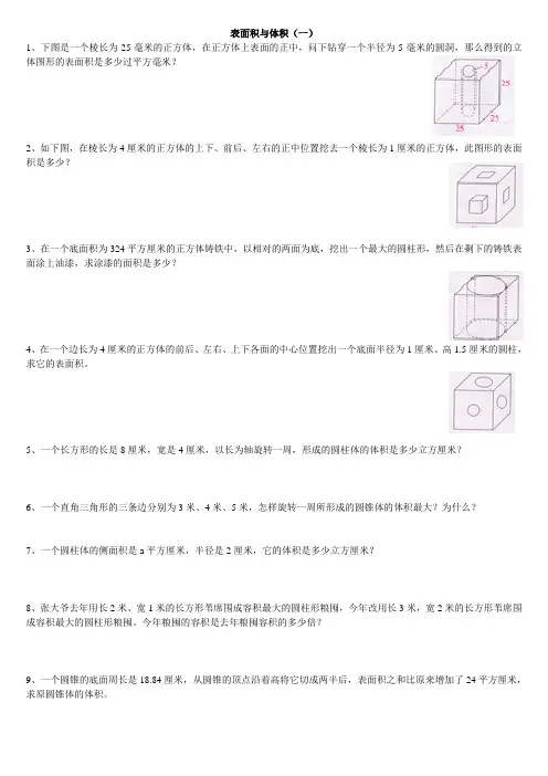 六年级奥数表面积与体积(一)