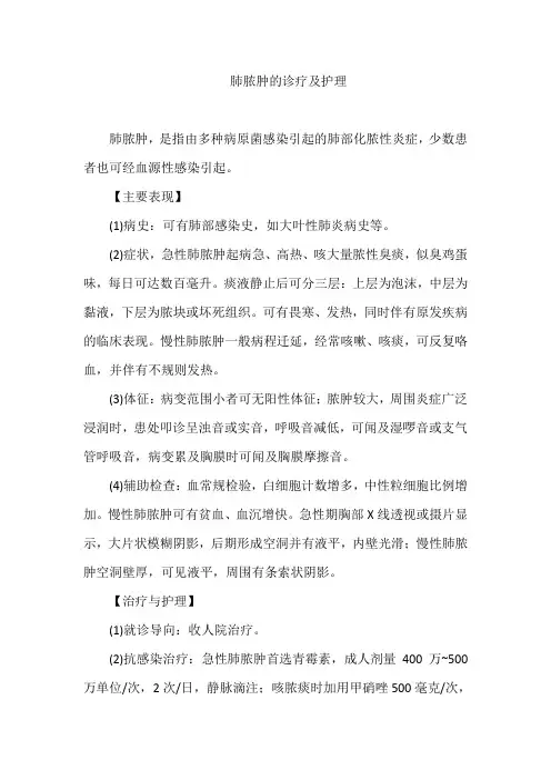 肺脓肿的诊疗及护理
