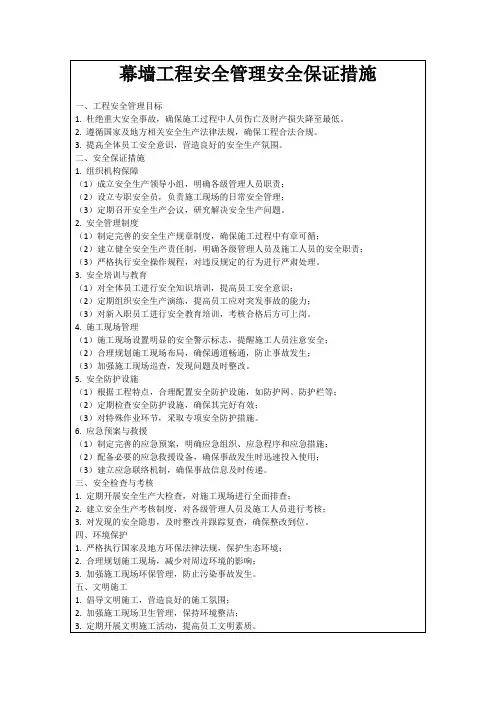 幕墙工程安全管理安全保证措施