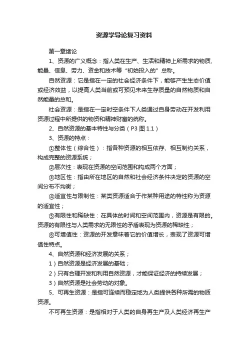 资源学导论复习资料